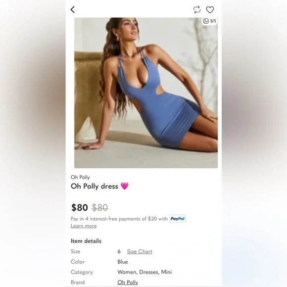 Oh Polly Blue Halter Backless Cutout Mini Dress - Picture 7 of 7